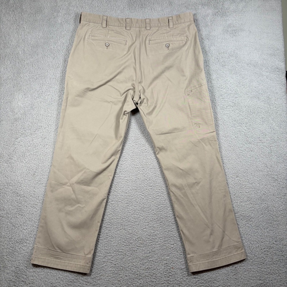 Duluth Trading Co Mens Flex Ballroom Khakis Tan Pants 40x32 Zipper Side Pocket - Picture 9 of 10